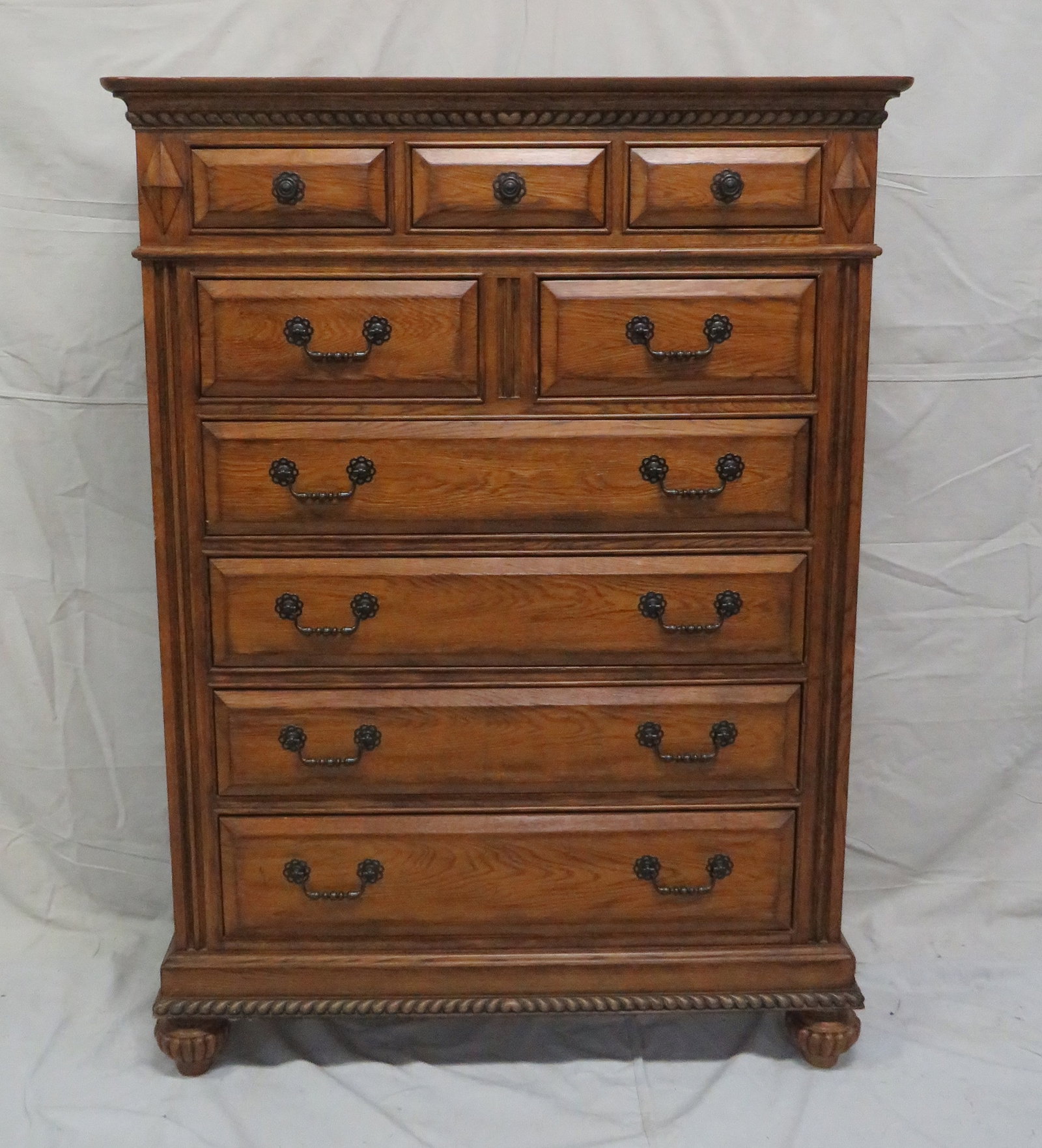 Oak Highboy Chest of Drawers (1 of 3)