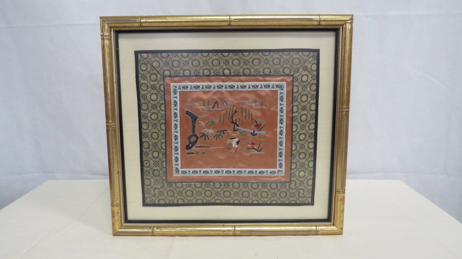 Chinese Silk Embroidery Bird Garden Scene (1 of 3)