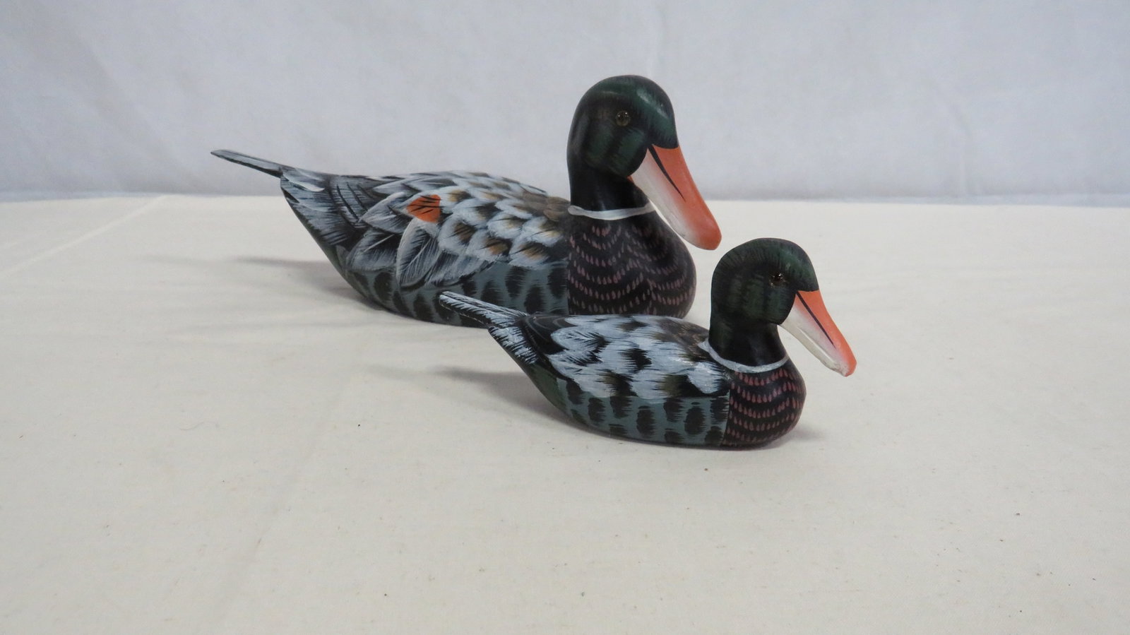 Vintage Craved Hand-painted Wooden Mallard Ducks (1 of 3)