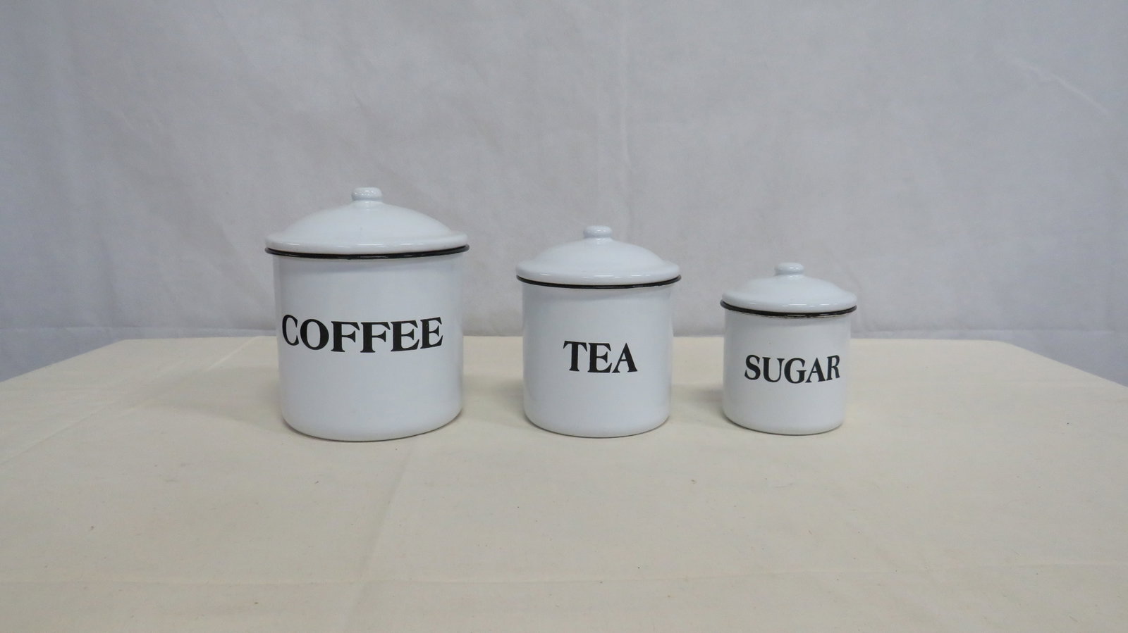 White Enamel Ware Farmhouse Canister Set (1 of 2)