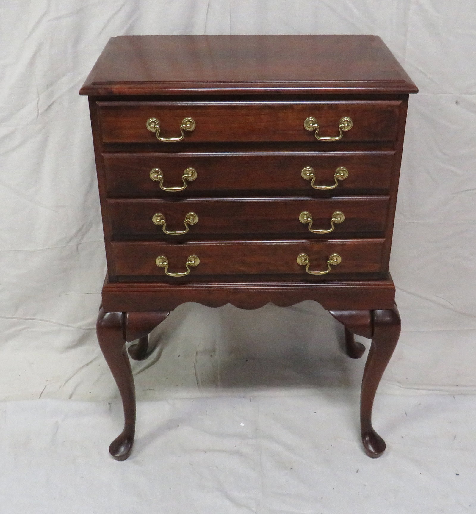 Crescent Cherry Queen Anne Silverware Chest: Crescent Cherry Queen Anne Silverware Chest in good condition, Dovetailed Drawers with Brass Hardware, 36''H x 25''W x 16''D