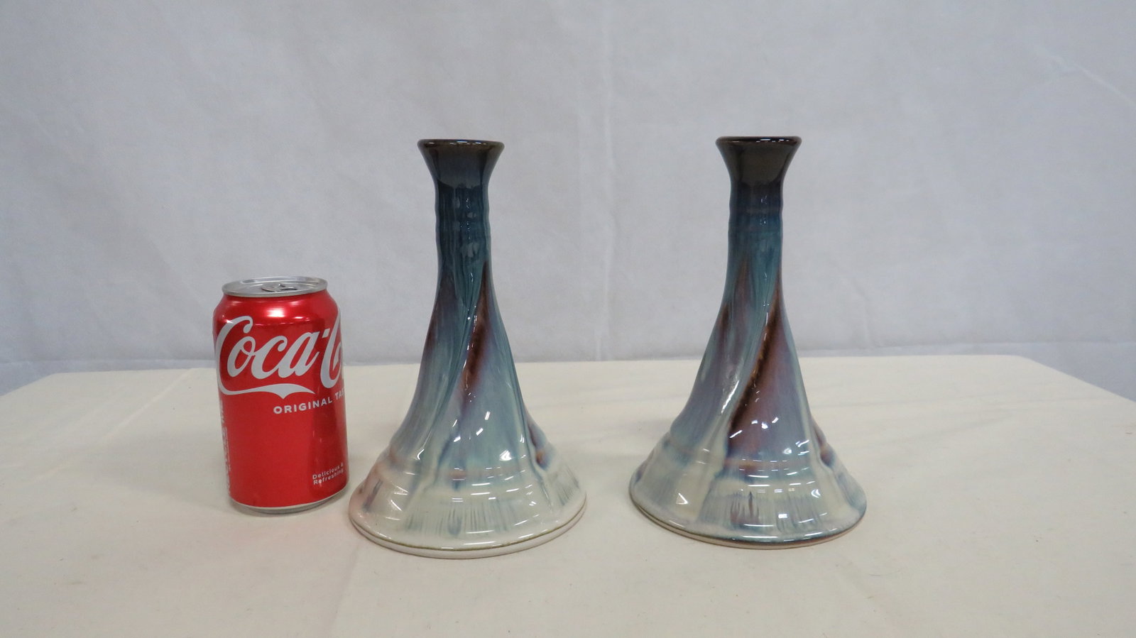 Pair Signed Studio Art Pottery Candlesticks - 3