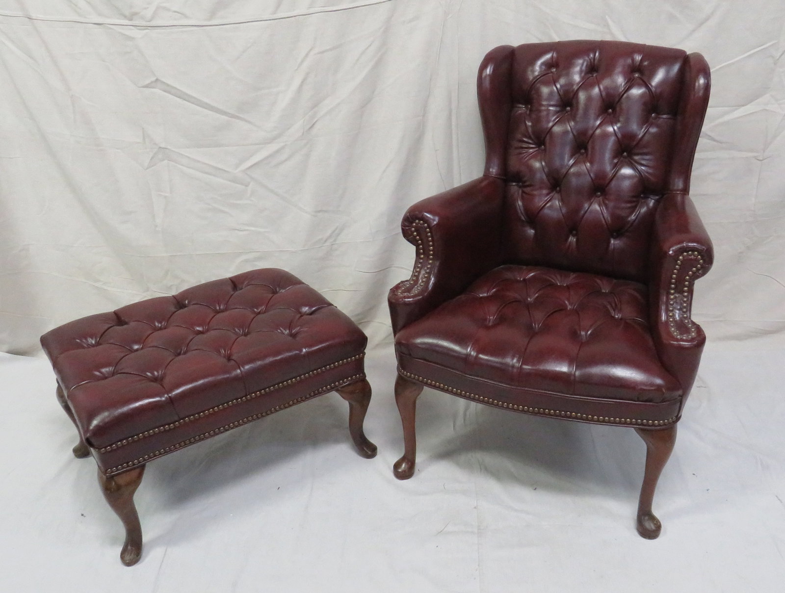 Vintage Chesterfield Chair and Ottoman (1 of 3)