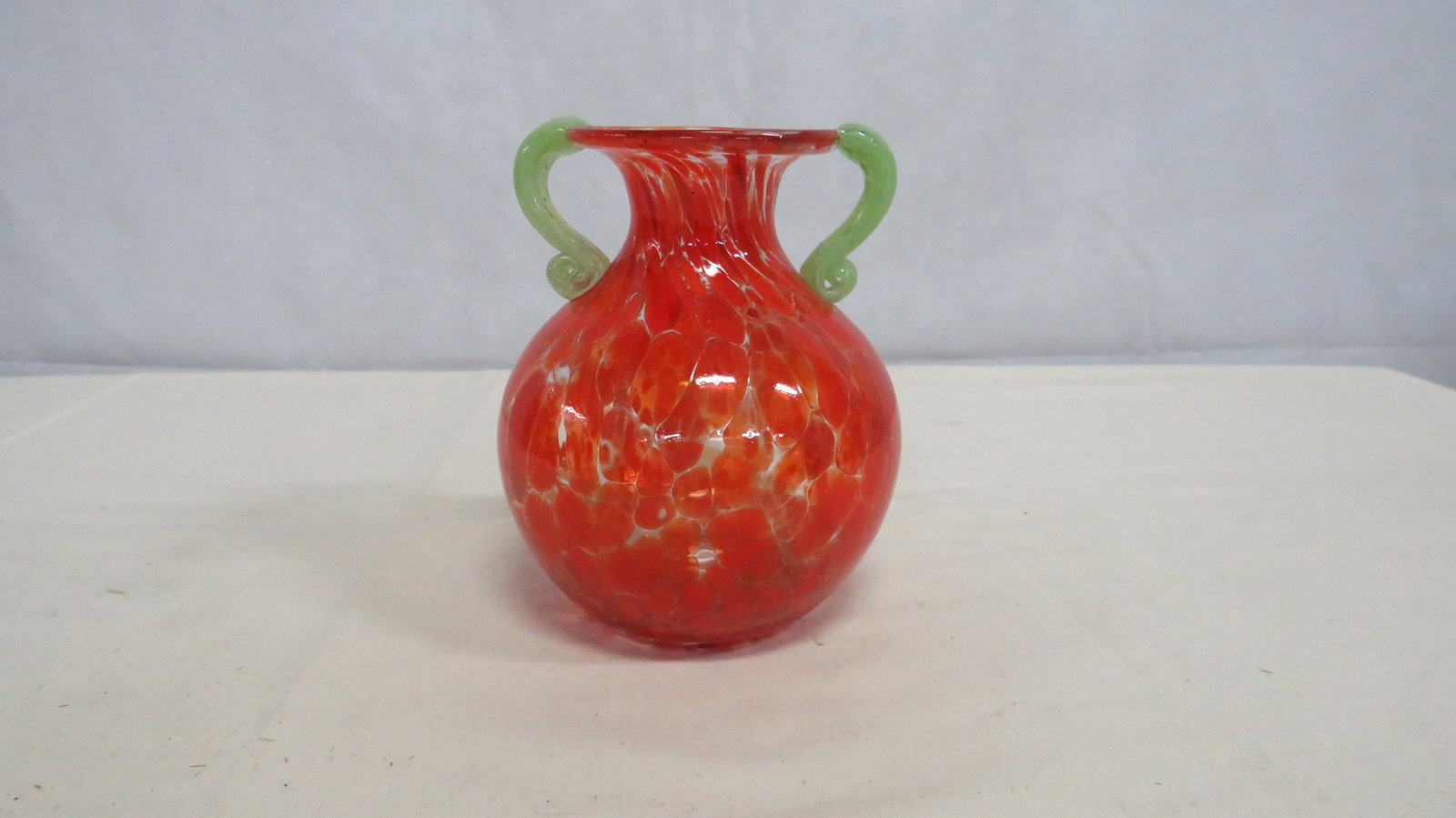Vintage Orange Mottled Art Glass Vase (1 of 3)