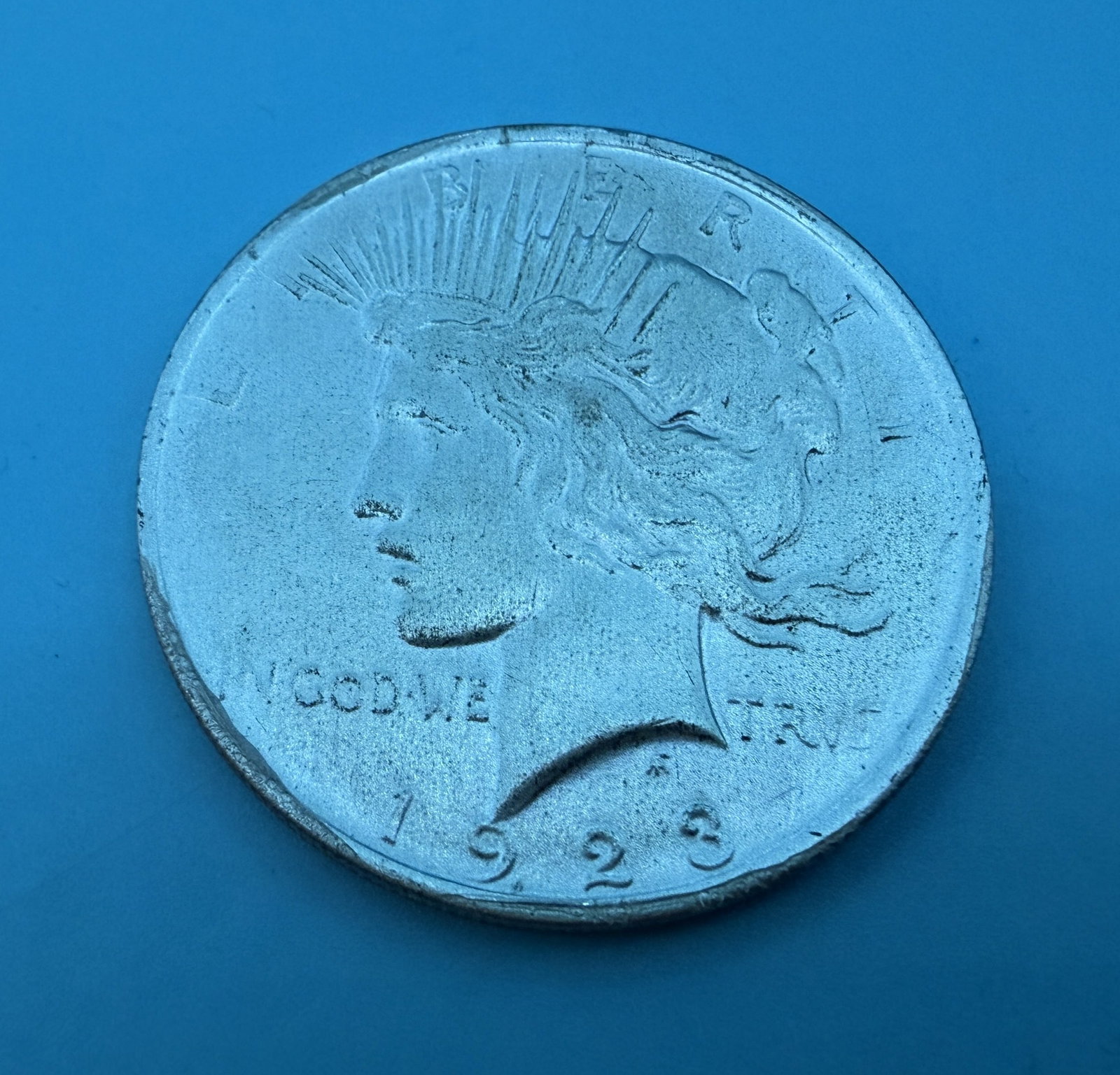 1923 Silver Peace Dollar: 1923 Silver Peace Dollar in circulated condition