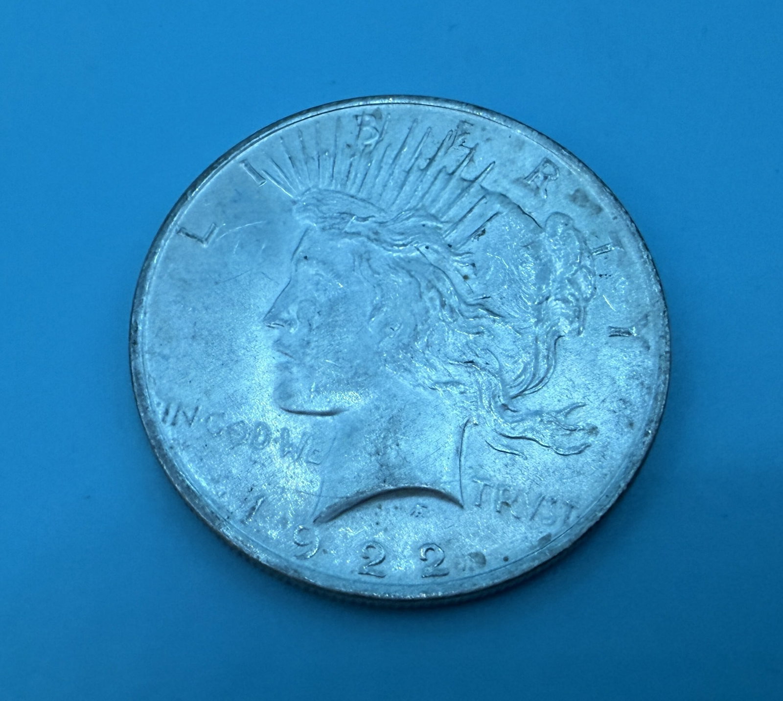 1922 Silver Peace Dollar: 1922 Silver Peace Dollar in circulated condition