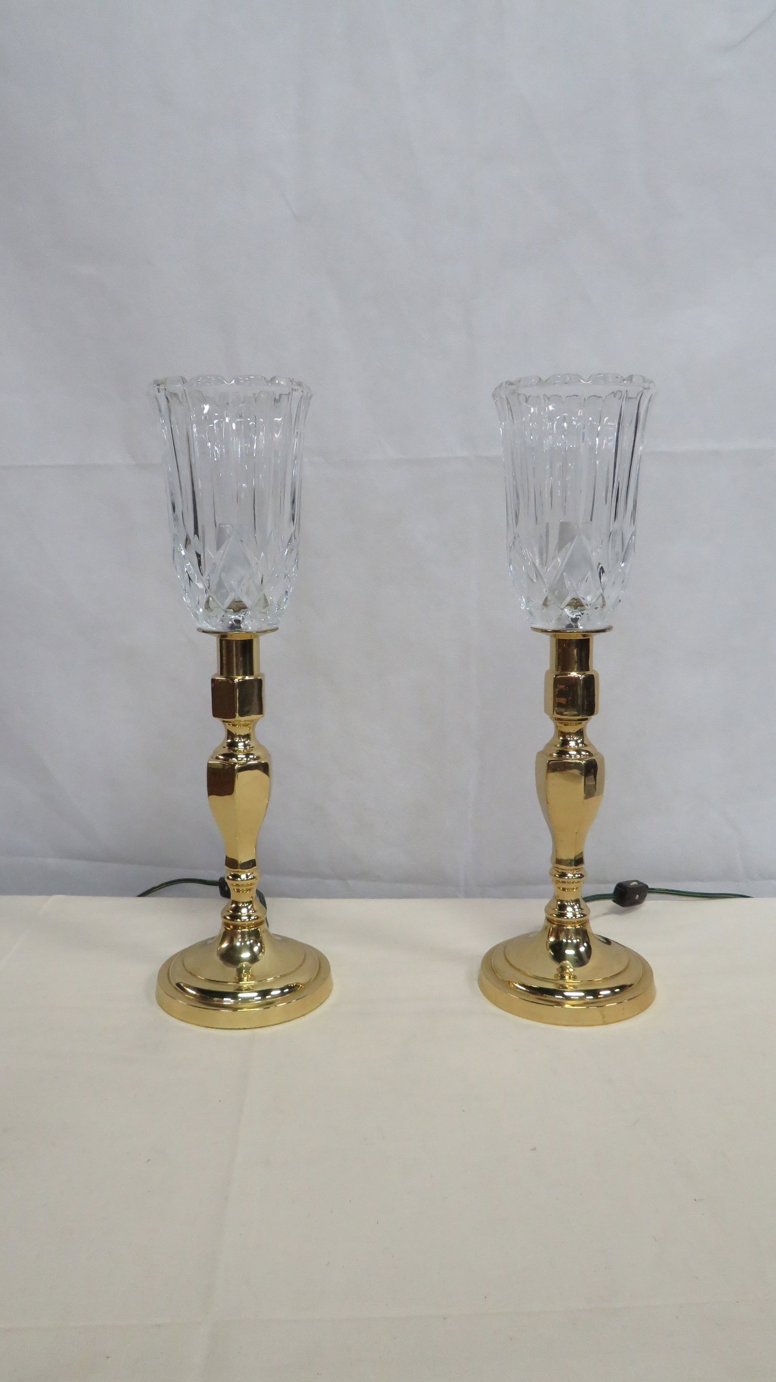 Pair Vintage Brass Torchiere Candlestick Lamps (1 of 5)