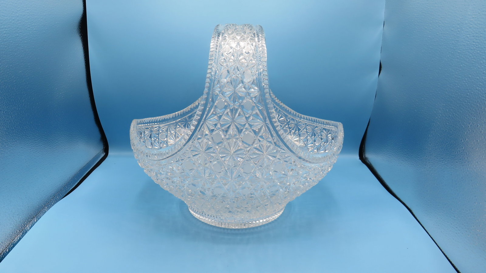 Vintage Oversized Hobstar Crystal Glass Basket (1 of 4)