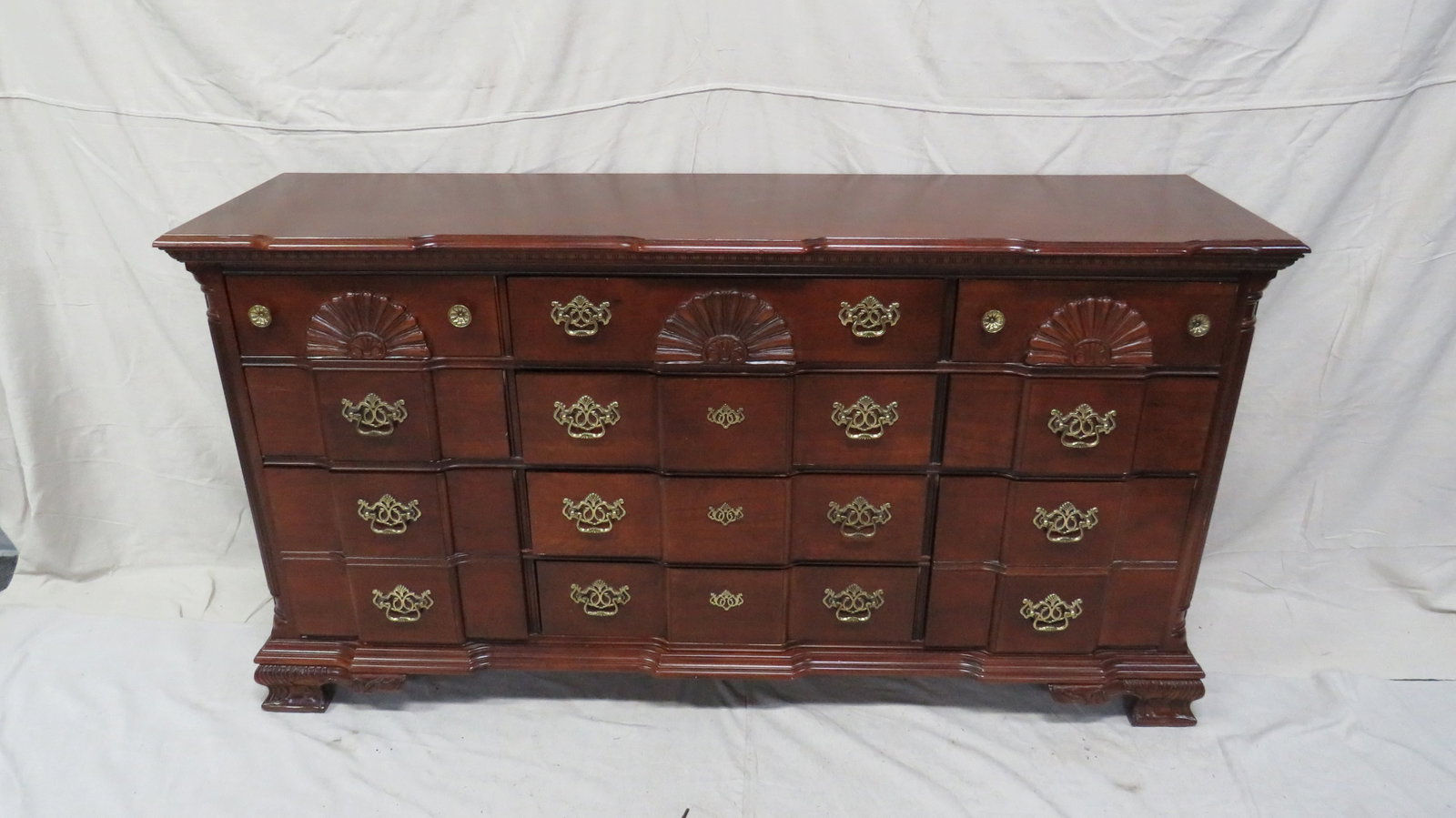 Traditional Shell Carved Dresser: Traditional Shell Carved Dresser in good condition, 37''H x 70''W x 19.5''D