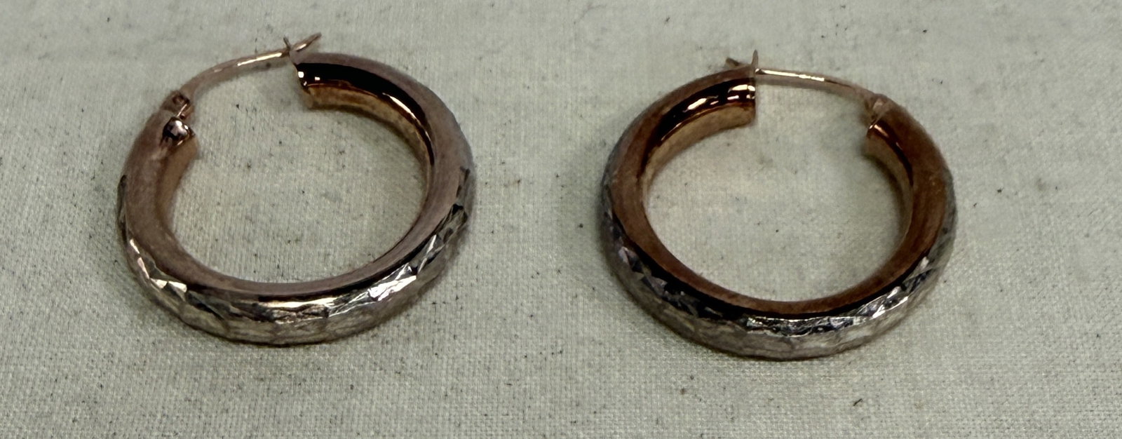 Rose Gold over Sterling Diamond Cut Earrings: Rose Gold over Sterling Diamond Cut Earrings in good condition, 3.7g