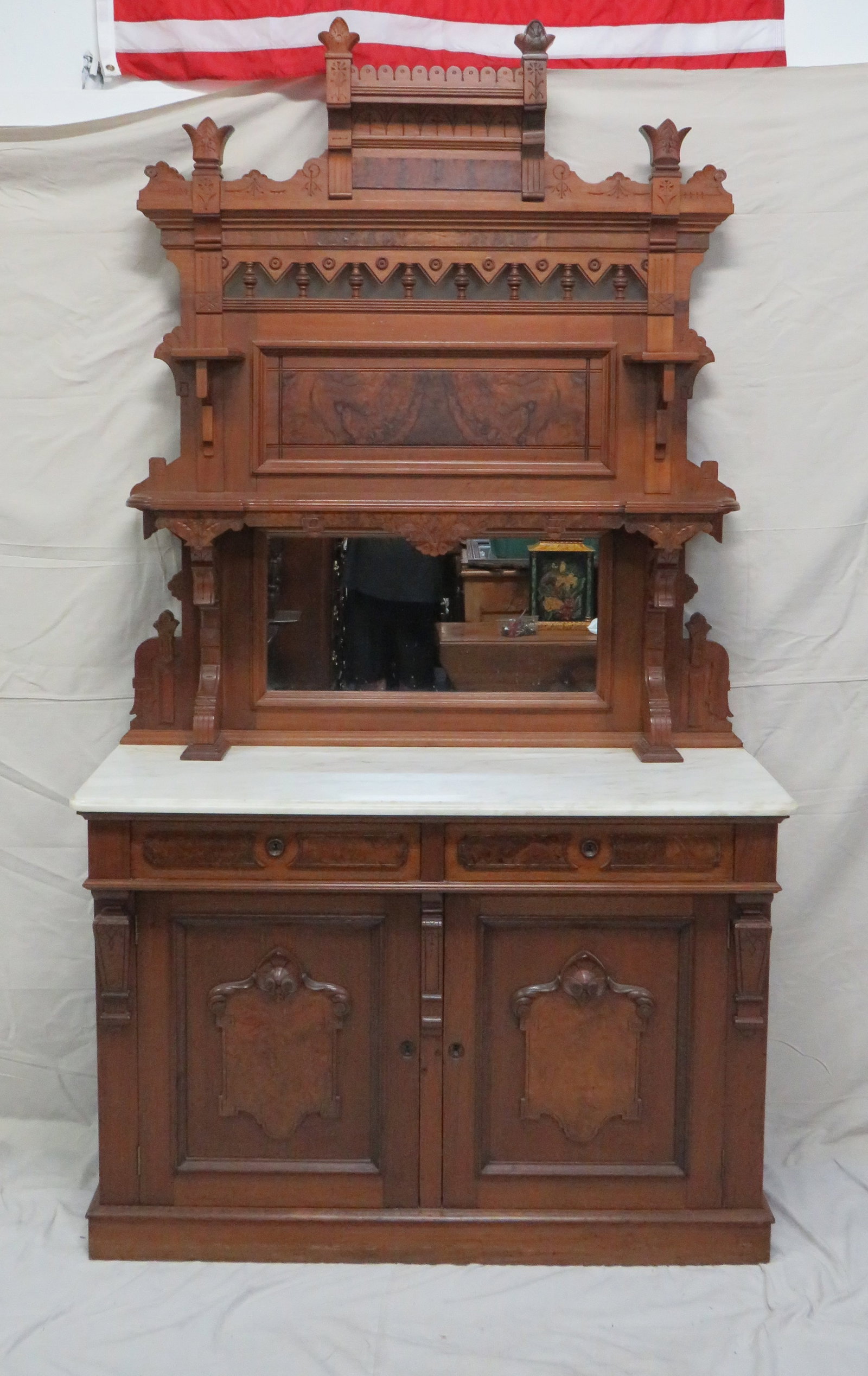 19th C. Walnut Renaissance Revival Sideboard (1 of 10)