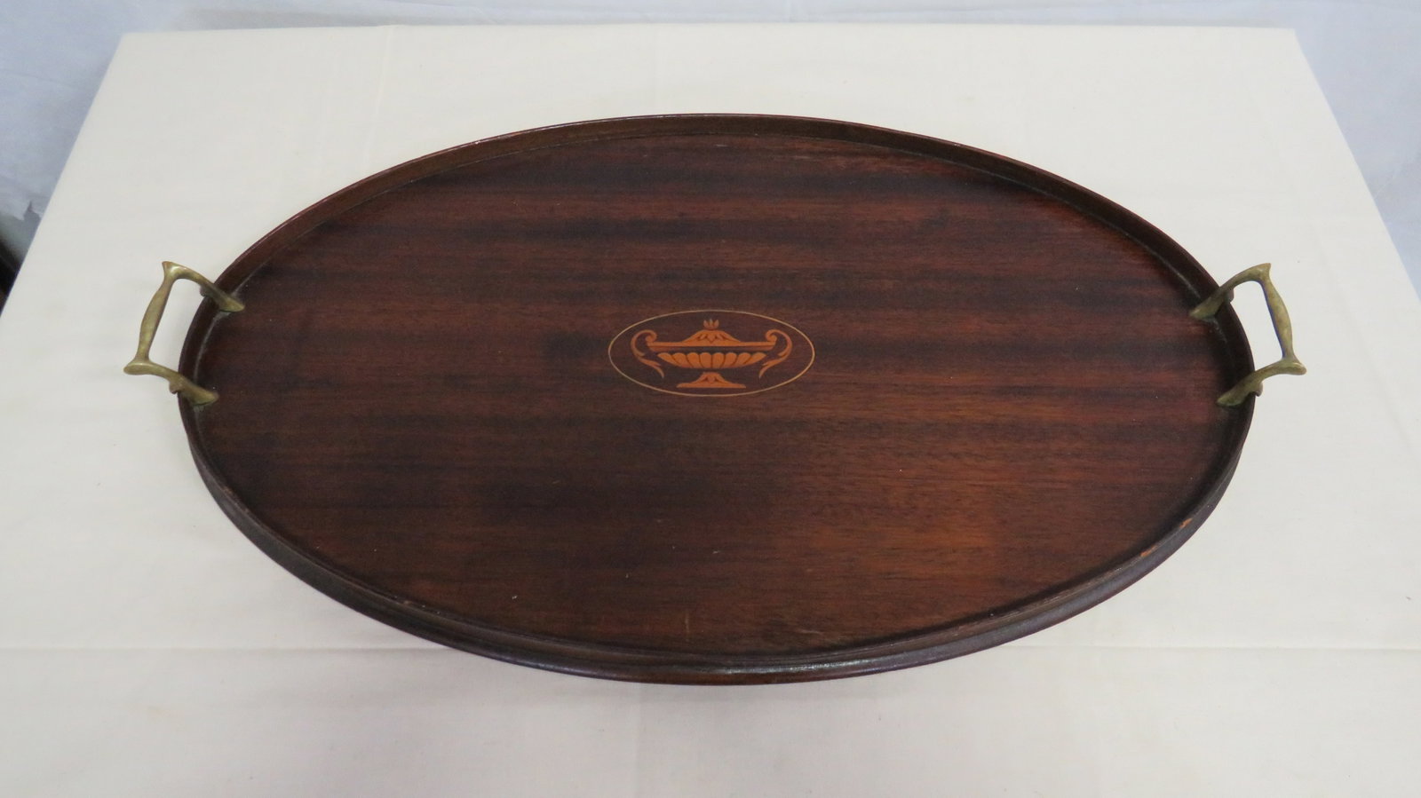 Antique Edwardian Inlaid Butler's Serving Tray (1 of 2)