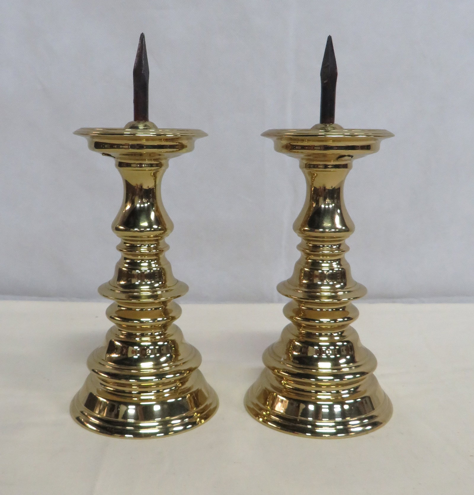 V.M. Brass CW 16-33 Spiked Candlesticks Pair (1 of 5)