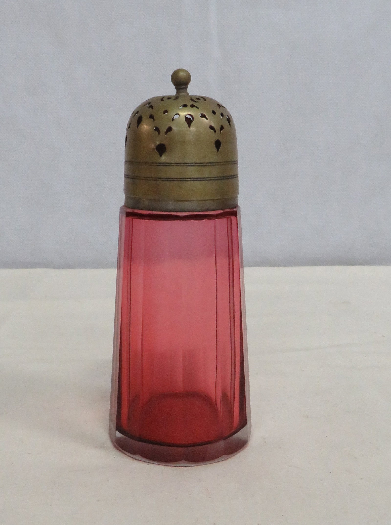 Antique Edwardian Cranberry Glass Muffineer (1 of 3)