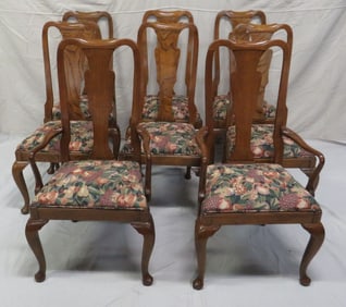 Baker French Style Eight Burlwood Dining Chairs