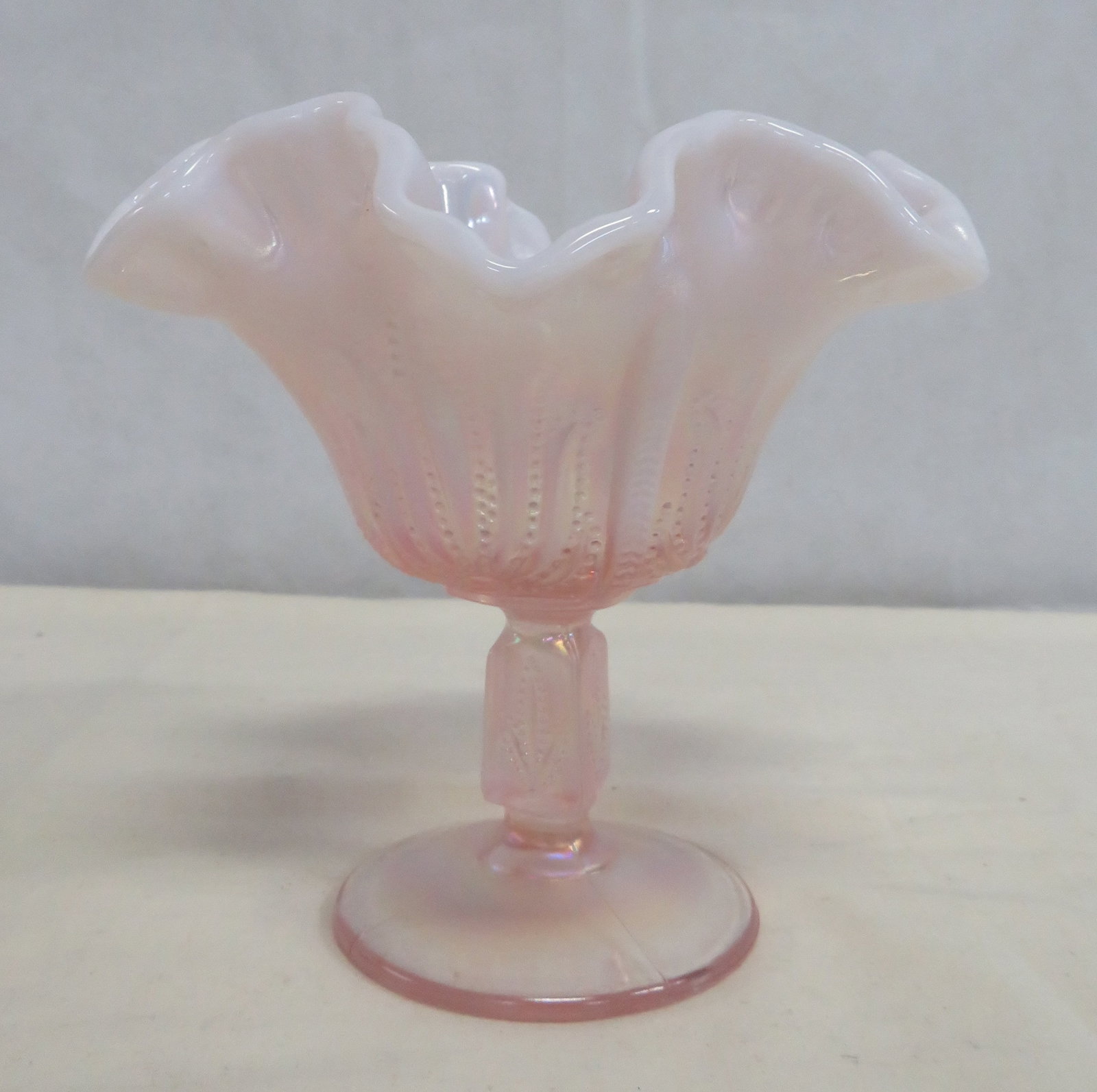 Fenton Pink Opalescent Ruffled Compote (1 of 5)