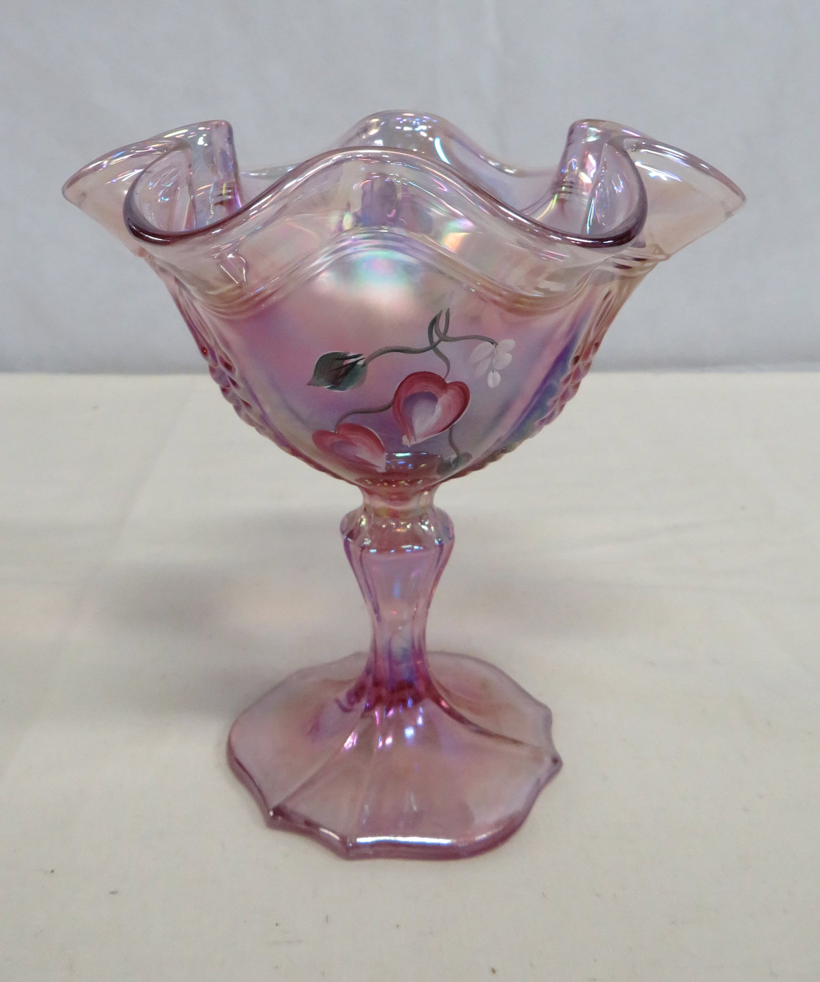 Vintage Hand Painted Signed Lilac Ruffled Compote (1 of 8)
