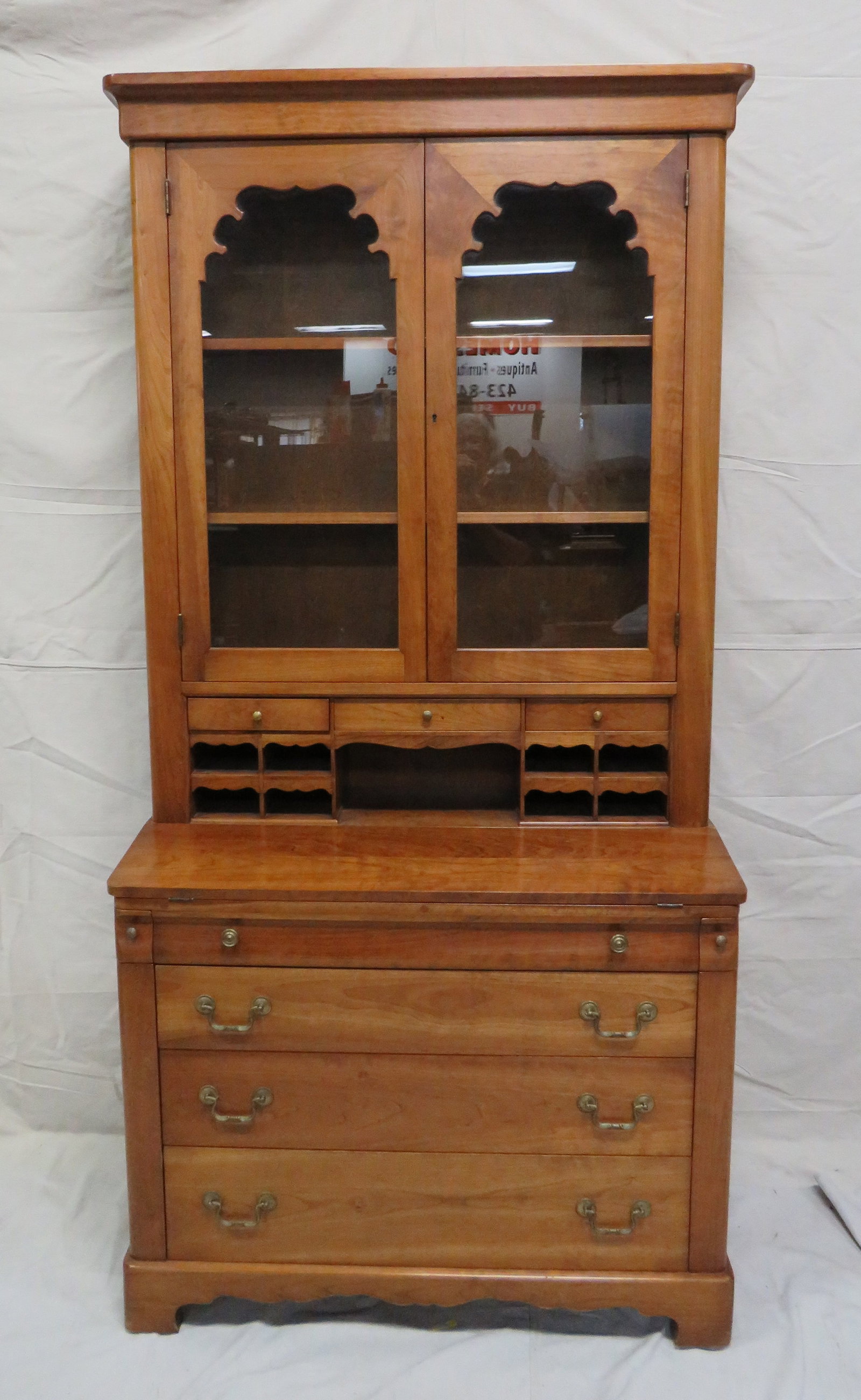 Vtg. Unusual Solid Cherry Stickley Secretary Desk (1 of 8)