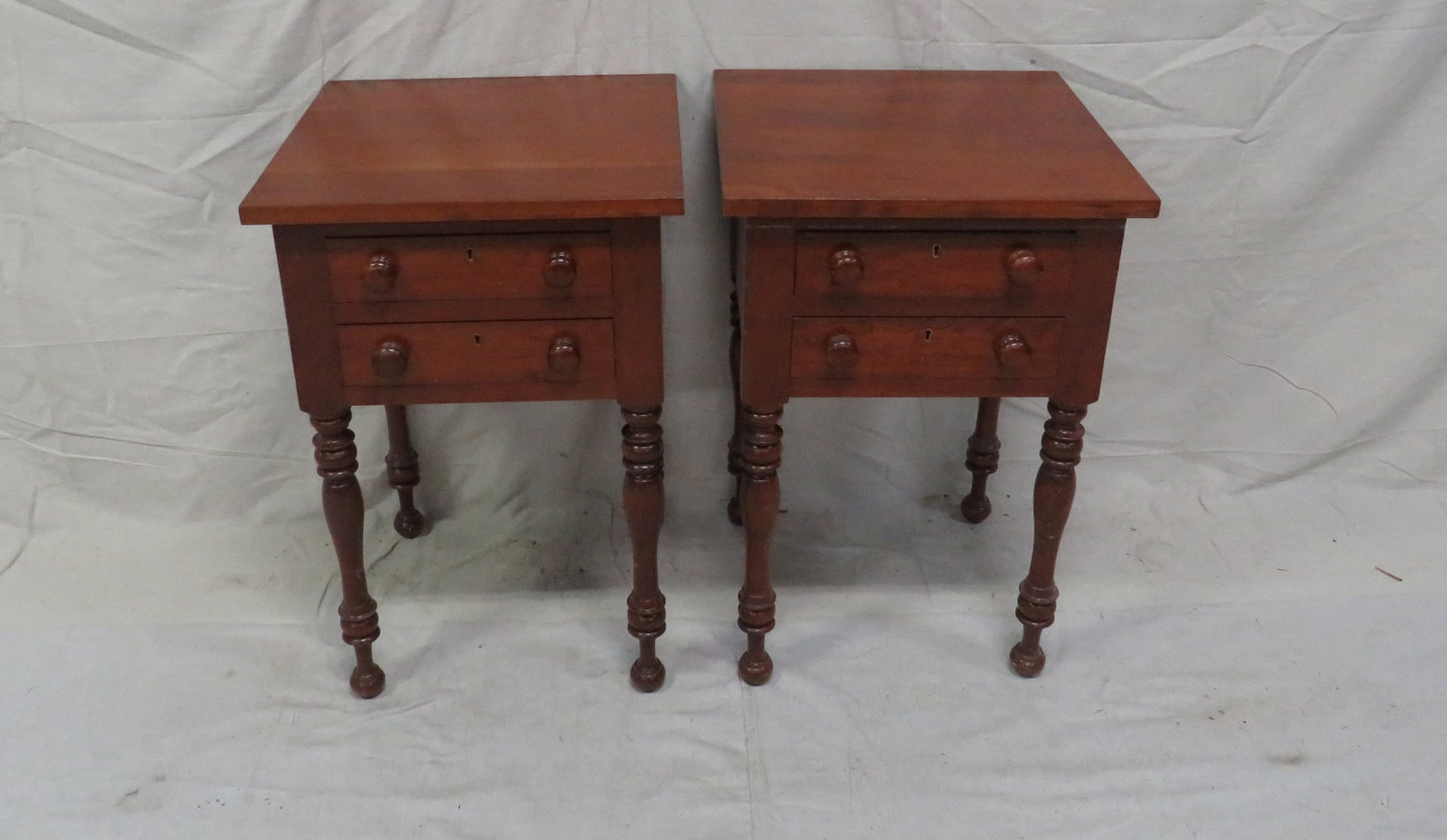 Bench Made Pair of Cherry Two Drawer Work Tables (1 of 6)
