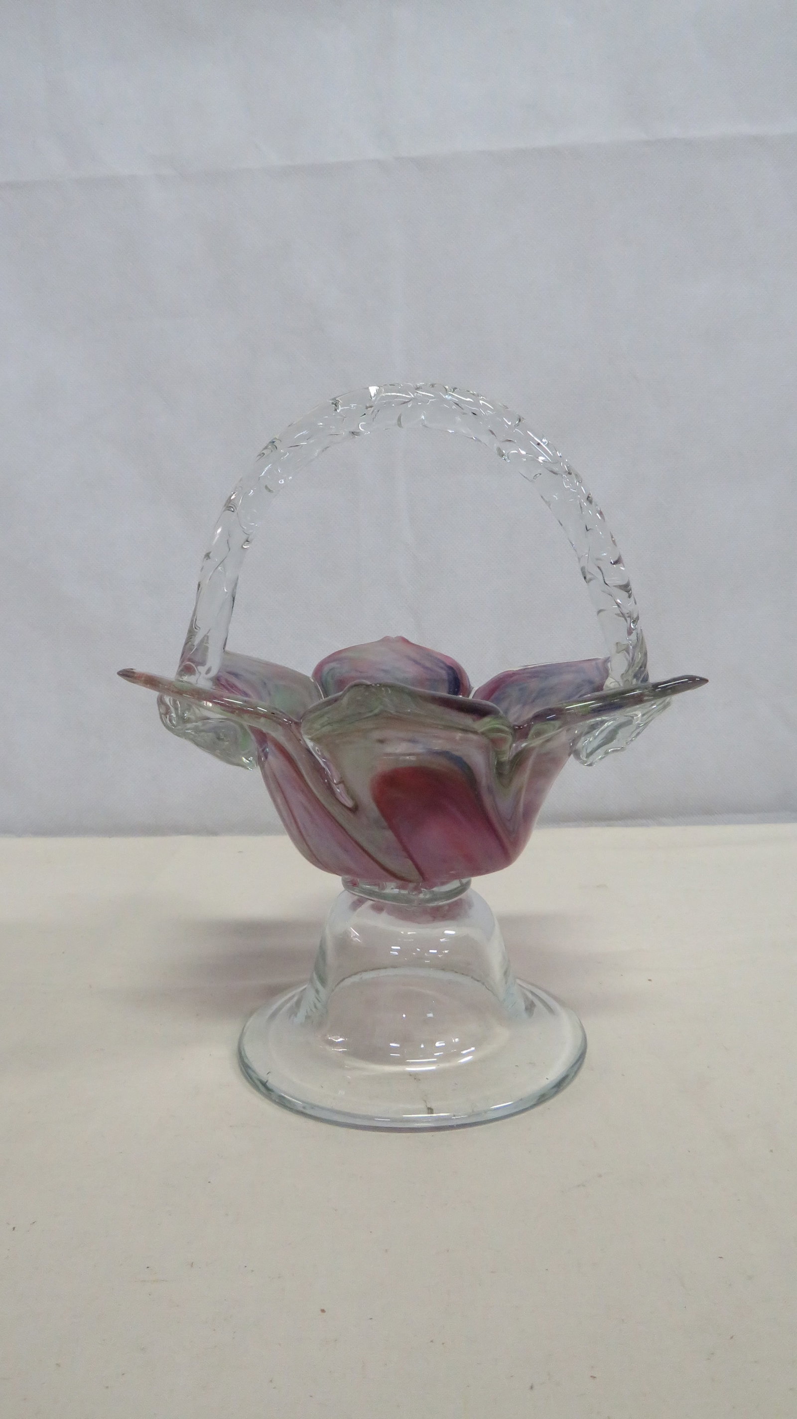 Vintage Art Glass Amethyst Swirl Tulip Basket (1 of 3)