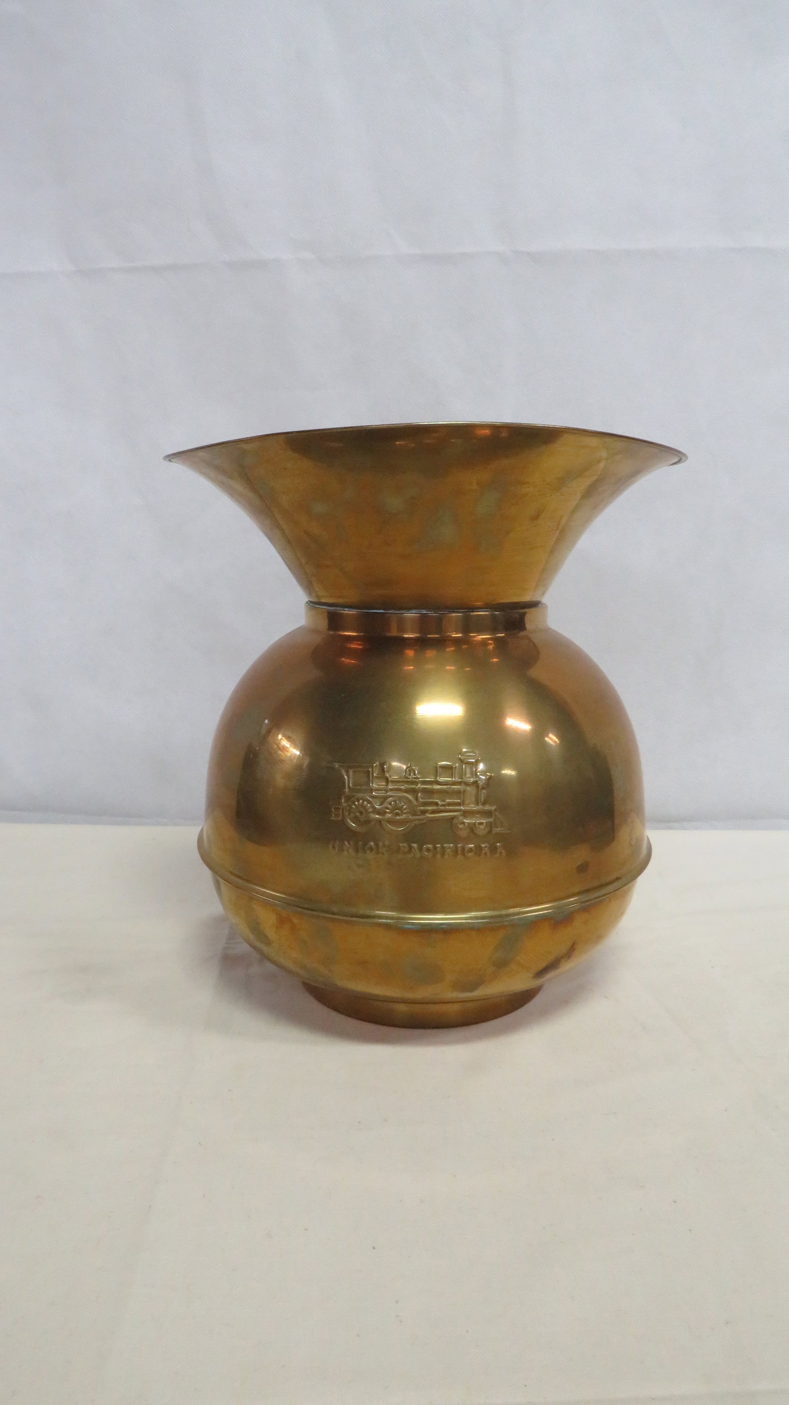 Vintage Solid Brass Union Pacific Spittoon (1 of 3)