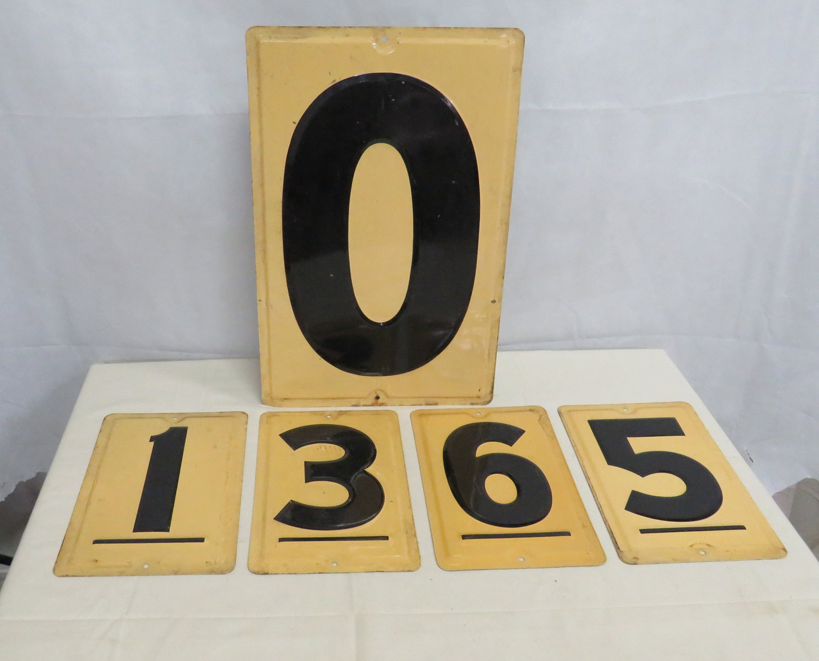 Vintage Enamel Metal Gas Station Number Signs (1 of 4)