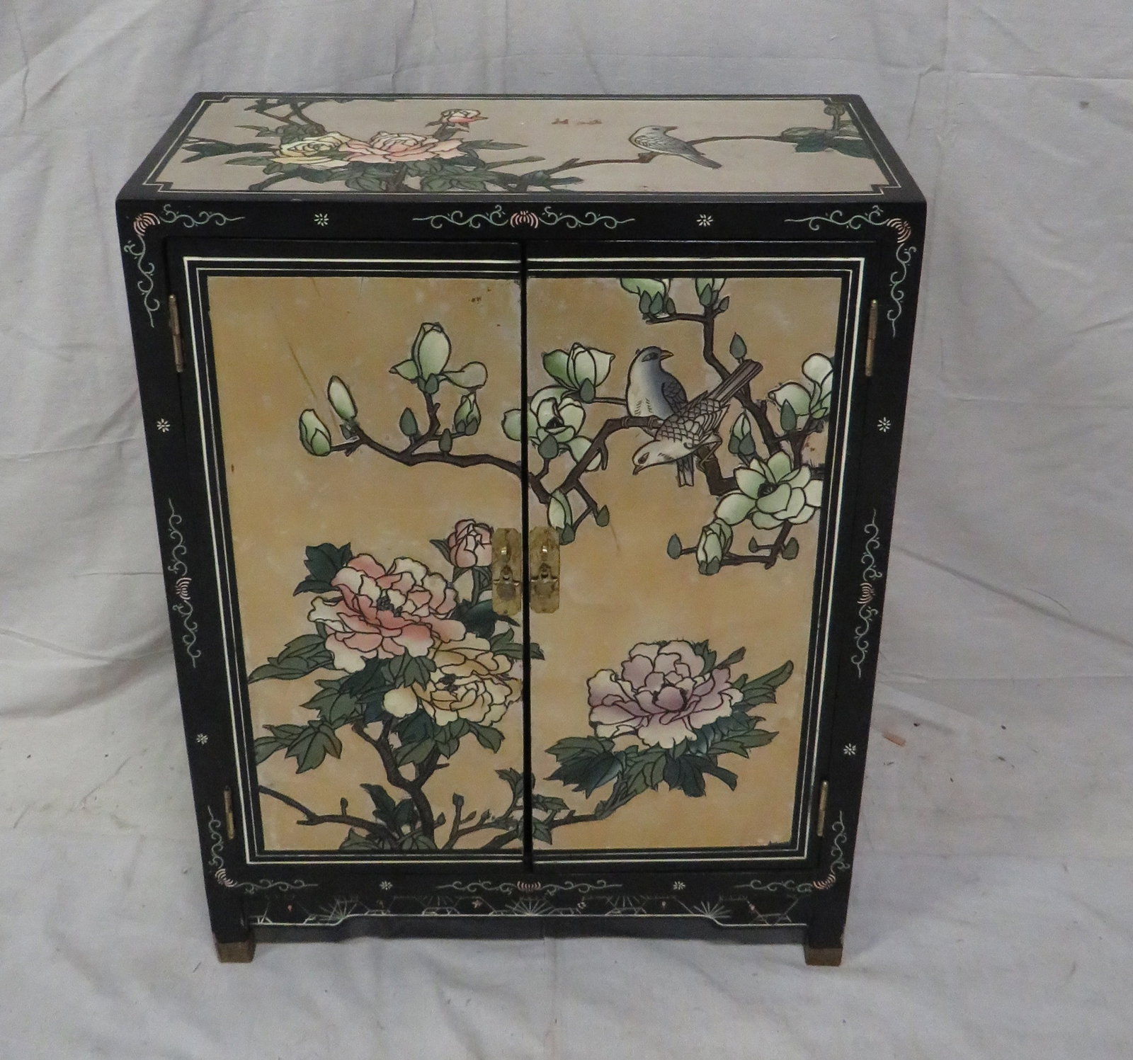 Oriental Black Lacquer Cabinet (1 of 4)
