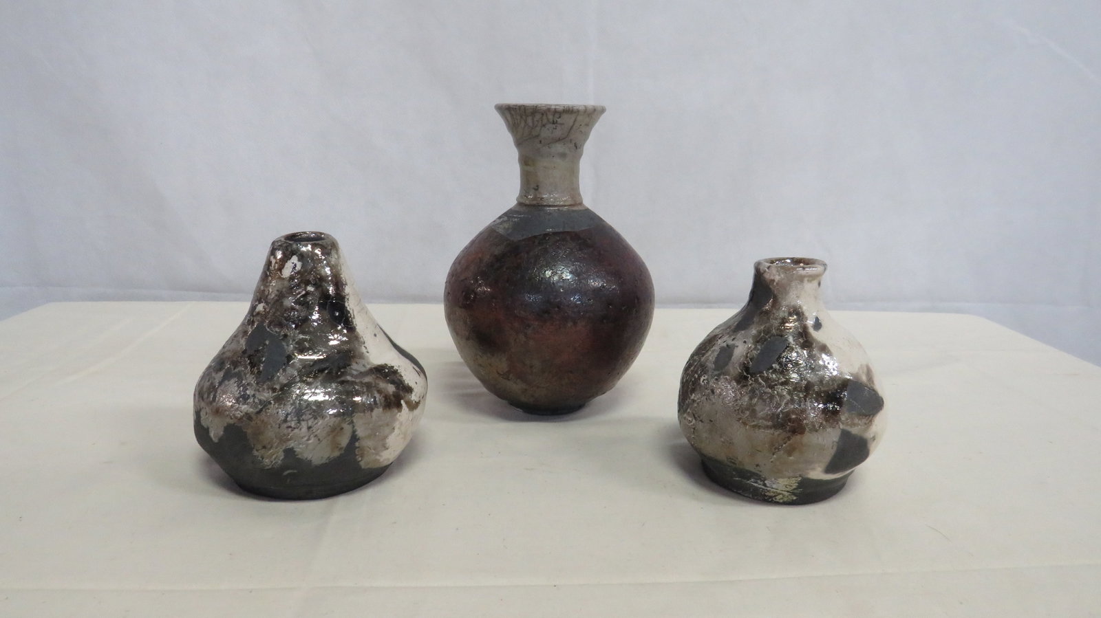 3 Vintage Raku Studio Art Pottery Vases (1 of 4)