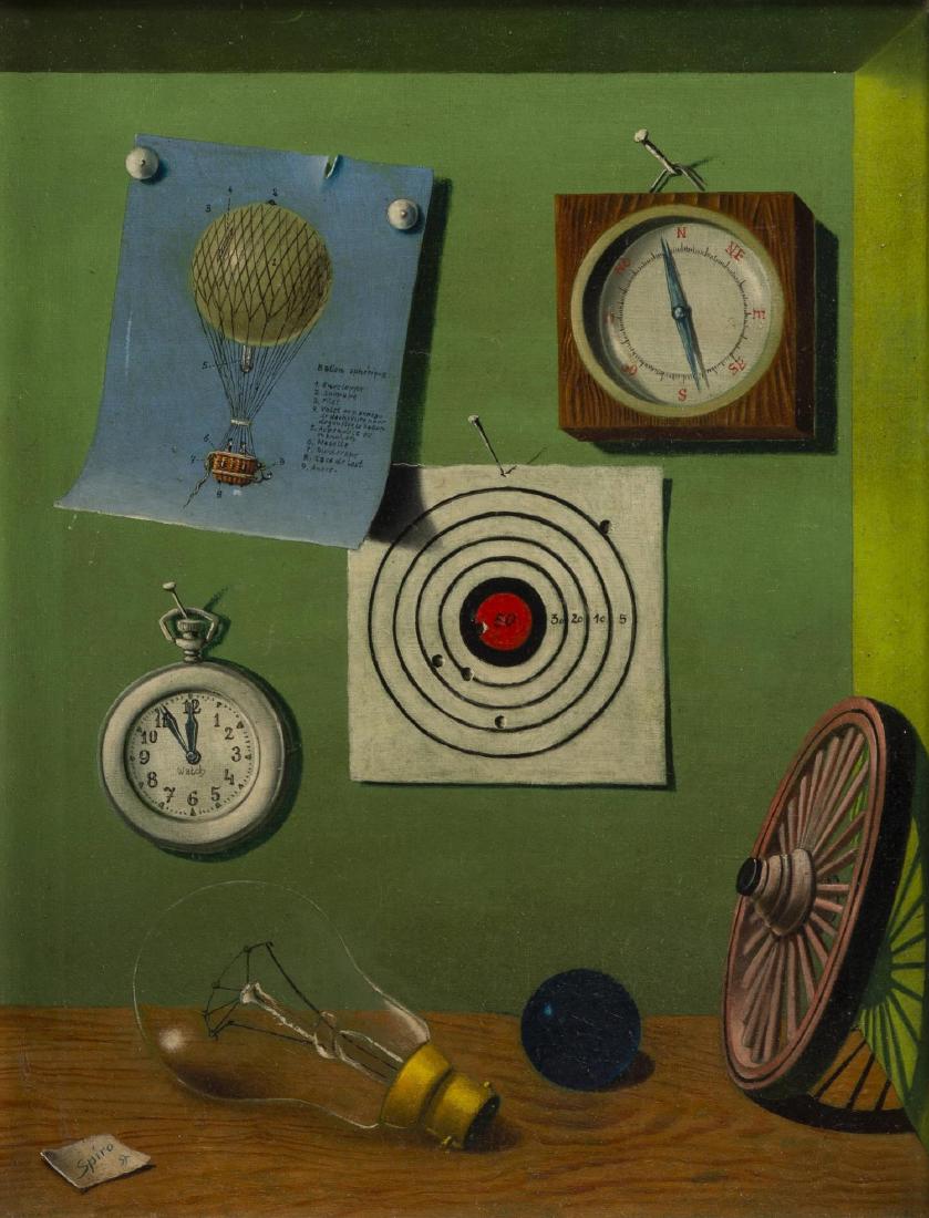 Georges Spiro (1909-1994) "Trompe-l'oeil": Georges Spiro (1909-1994) "Trompe-l'oeil" Huile sur toile sbg inscriptions au chassis dont "Coquillages" 35x27 cm Référence: Georges Spiro catalogue d'exposition Muse?e de l'Athe?ne?e Gene?ve du 3 a