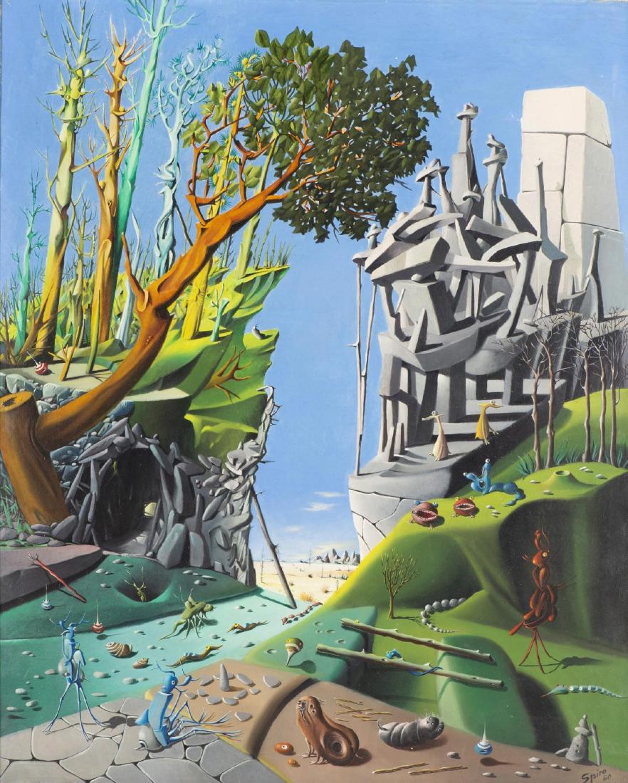 Georges Spiro (1909-1994) "Compostition surréaliste": Georges Spiro (1909-1994) "Compostition surréaliste" Huile sur toile sbd et daté 1960 81x65 cm Référence: Georges Spiro catalogue d'exposition Muse?e de l'Athe?ne?e Gene?ve du 3 au 22 mars 1967. S