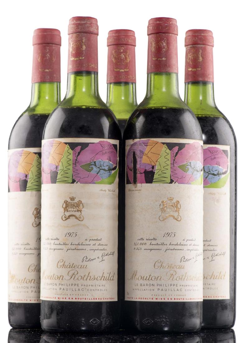 Château Mouton Rothschild 1975 5 bouteilles: Château Mouton Rothschild 1975 Lebaron Philippe propriétaire 5 bouteilles 75cl Vins et alcools Wine - Spirits