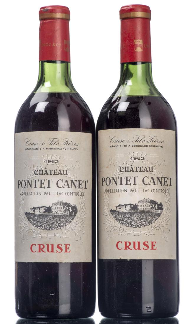 Château Pontet Canet 1962 2 bouteilles: Château Pontet-Canet 1962 Cruse & Fils & Frères 2 bouteilles 75cl Vins et alcools Wine - Spirits