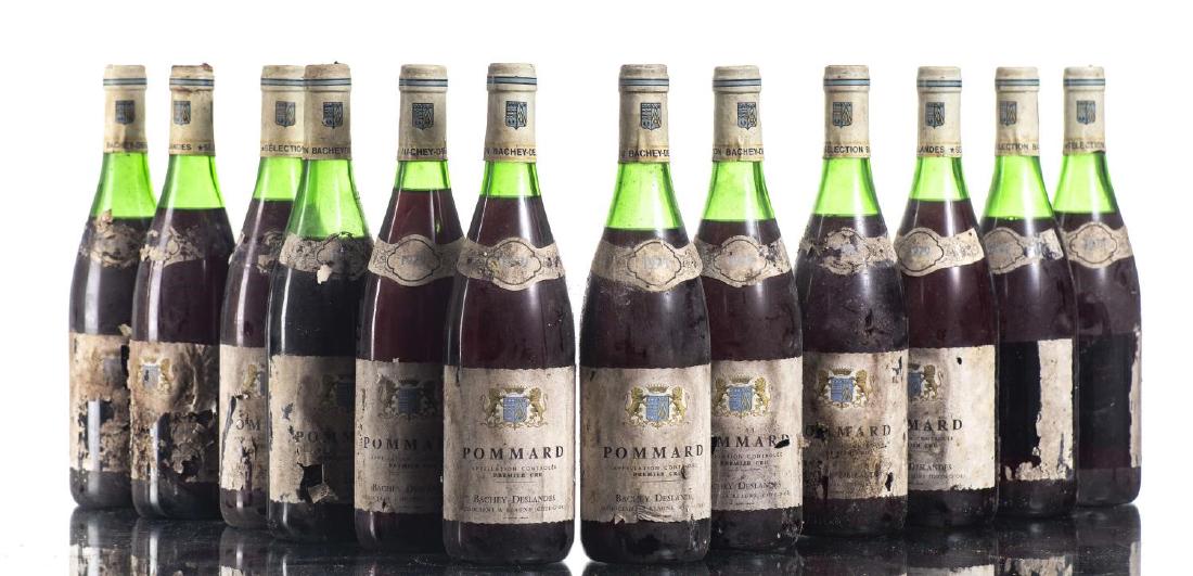 Pommard 1er cru 1979 12 bouteilles: Pommard 1er cru 1979 Bachey-Deslandes Beaune 12 bouteilles Vins et alcools Wine - Spirits