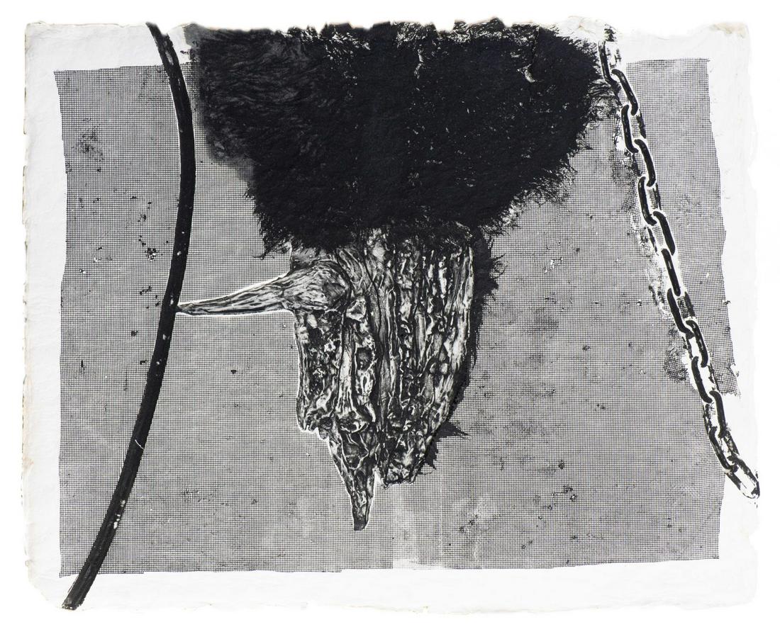 David Lynch (né en 1946), "Sans Titre A1", "Viande sur: David Lynch (né en 1946), "Sans Titre A1", "Viande sur un crochet", 2001. Monoprint en relief sur papier fait à la main par Bruce Crownover, Edition de 5, Nð 1/5. Inscription Tandem Press DL01 60