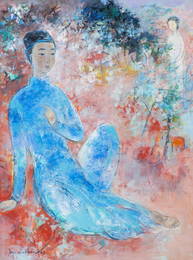 Vu Cao Dam (1908 - 2000) "Le Poète" huile sur toile