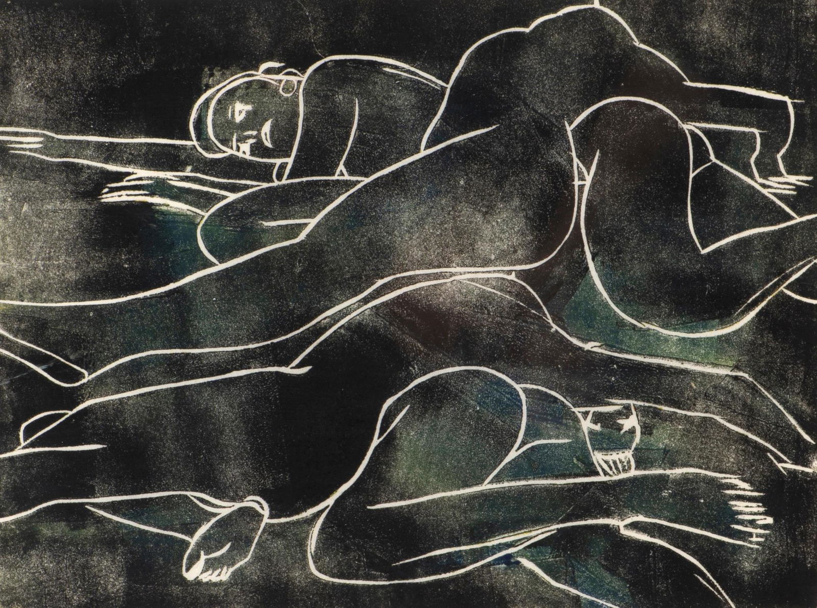 Luciano Castelli (1951-), "Toscana", 1988: Luciano Castelli (1951-), "Toscana", 1988. Monotype sur papier Japon, titre, date et signature en bas au crayon. 32x46 cm