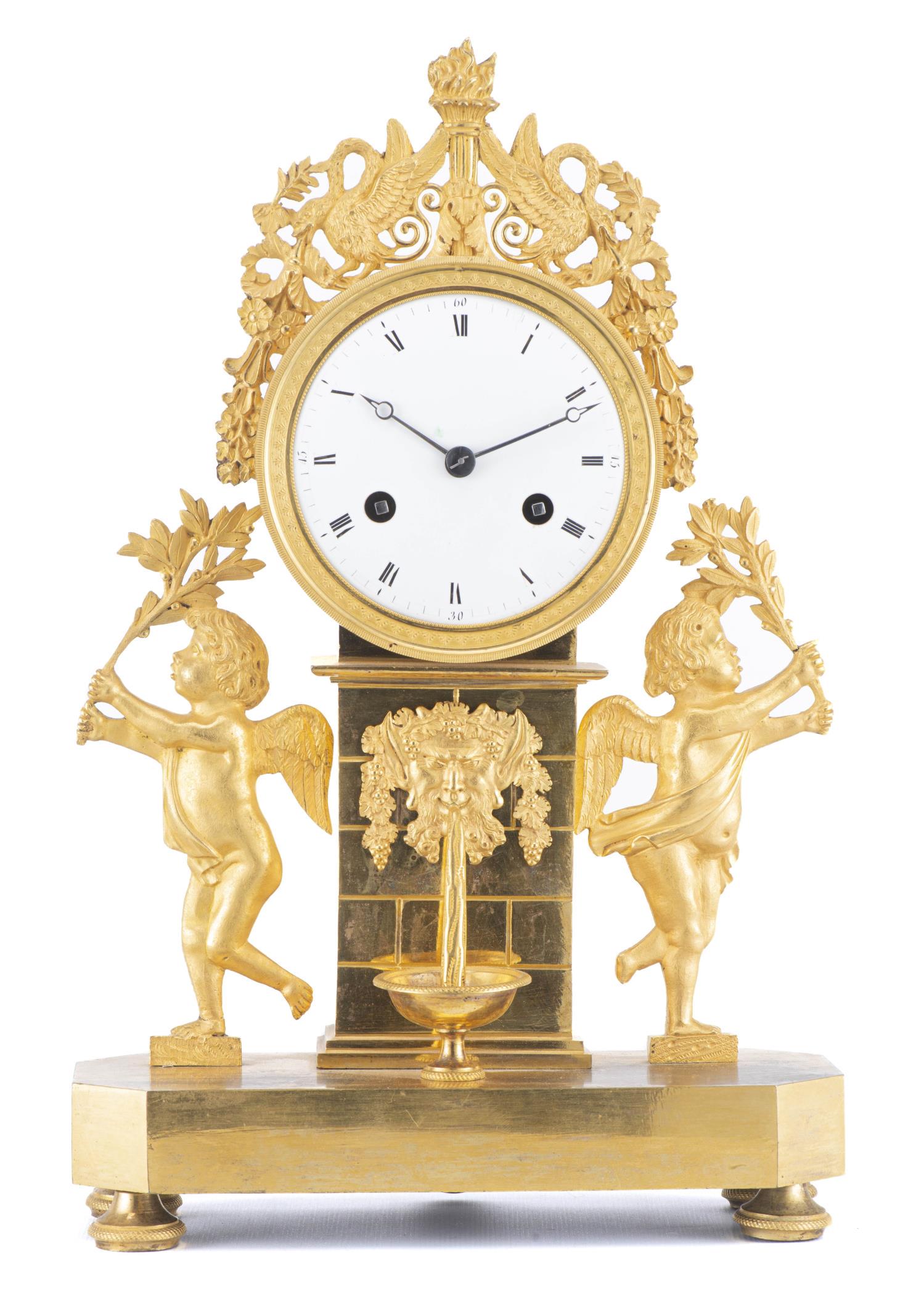 Pendule de cheminée d'époque Empire en bronze (1 of 9)