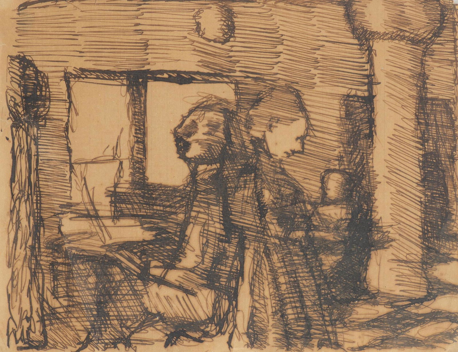 Louis SOUTTER (1871-1942) "La famille": Louis SOUTTER (1871-1942) "La famille", encre de Chine, ns. Pièce cataloguée portant le numéro 1478. 21x27 cm Référence:Catalogue Thévoz n° 1478.