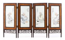 CHINE, Petit paravent chinois à quatre volets par