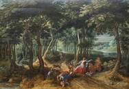 Sebastian VRANCX (1573-1647), (Attribué à), Ecole de Frankenthal, "La mort d'Adonis",