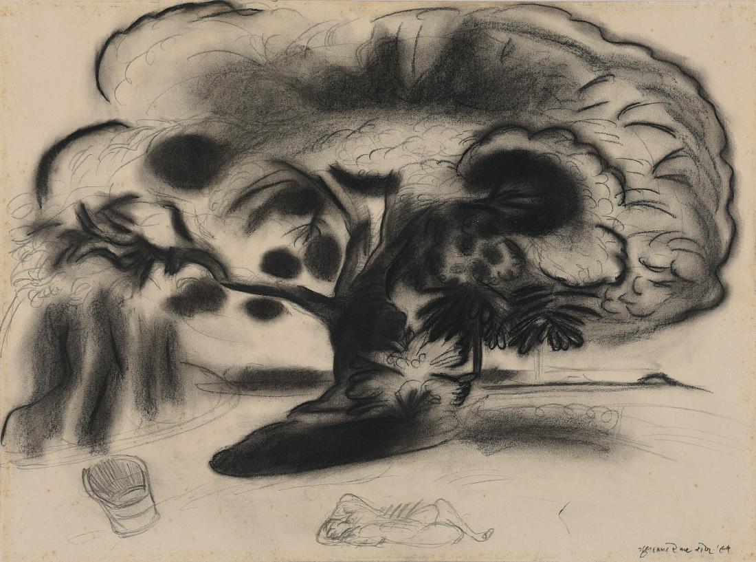 Gulam Mohammed Sheikh: Gulam Mohammed Sheikh Tree charcoal on paper; 21 x 29.5 in. (53.3 x 74.9 cm.); executed in 1991