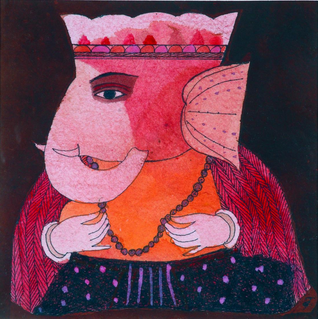 Badri Narayan: Badri Narayan Untitled (Ganesha) watercolour on paper 7.75 x 7.75 in. (20 x 20 cm.) Initialed in Hindi (lower right) PROVENANCE Private collection, Dubai Badri Narayan (1929 - 2013) Born in Hyderabad,