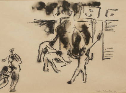 Untitled: charcoal drawing on paper, signed and dated 'Sudhir Patwardhan '84' on the lower right of the picture