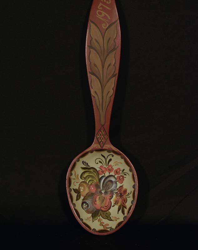 Rosmaling Spoon: Rosmaling Spoon dated 1973 with initials A. A.