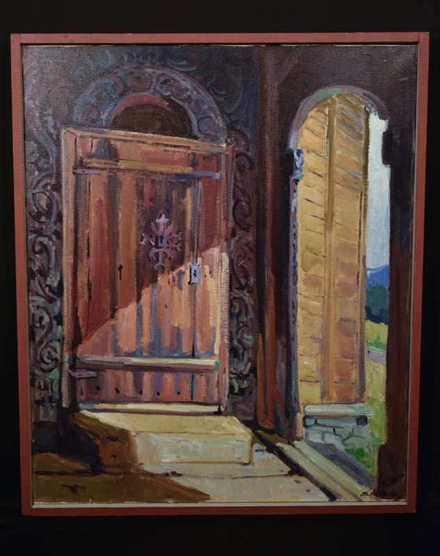 Sigmund Arseth-Oil Painting of Door: Sigmund Arseth-Oil Painting of Door dated 1991 the painting's title is "The Blue Door".