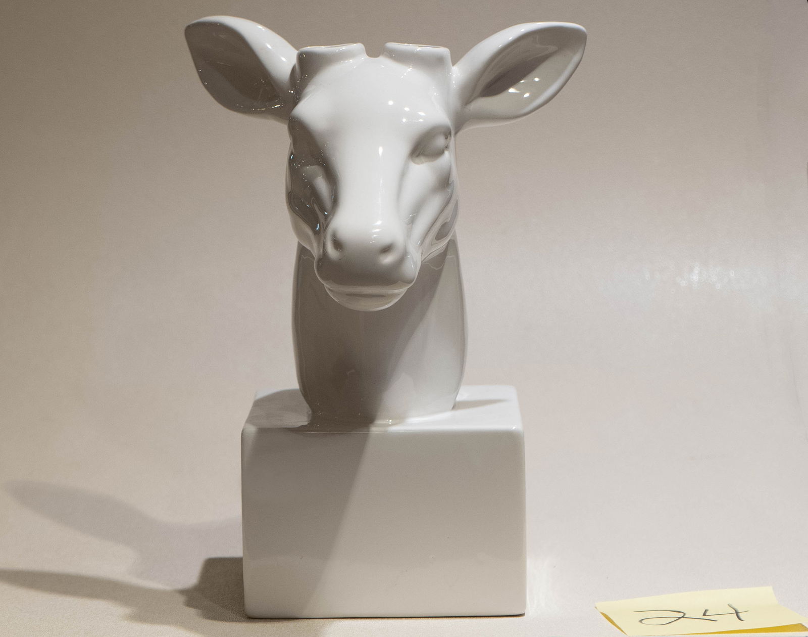 Deer planter: White ceramic deer planter - maker unknown