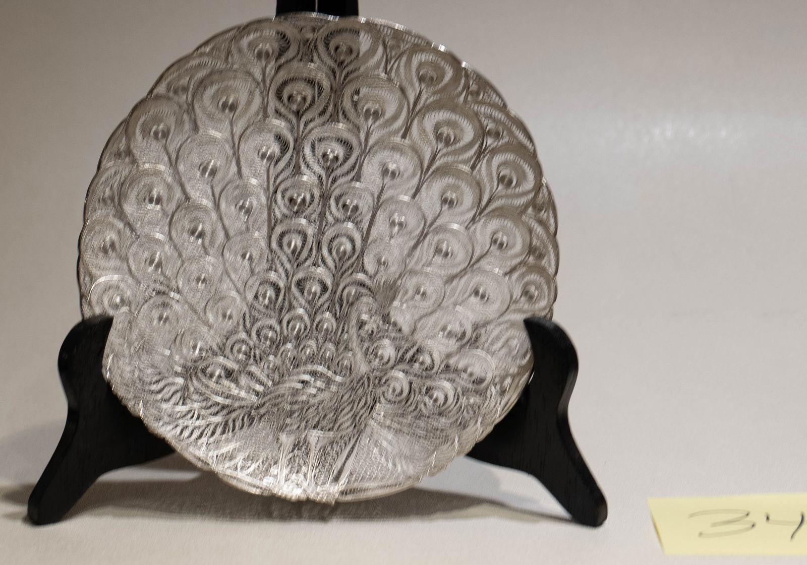 Silver Peacock plate: Silver Peacock plate - unknown maker