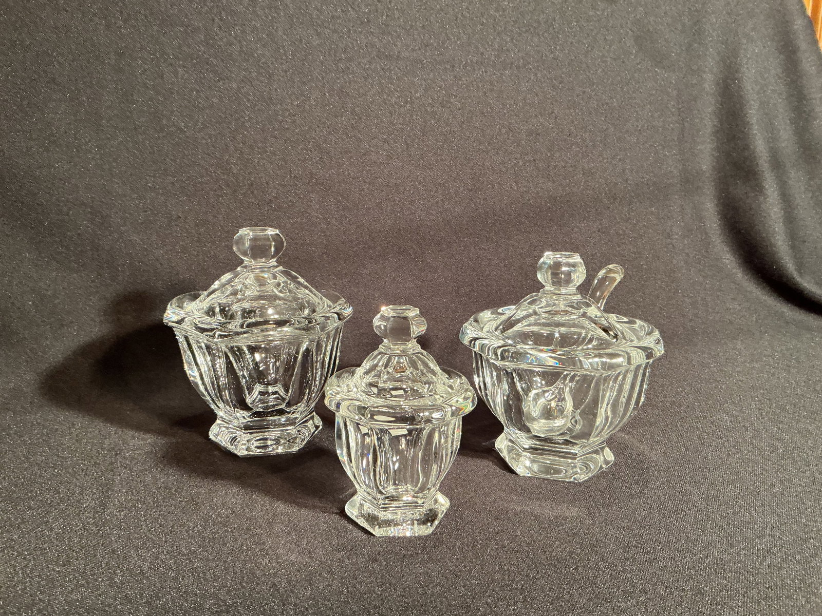 Baccarat set of 3 condiment jars (1 of 1)
