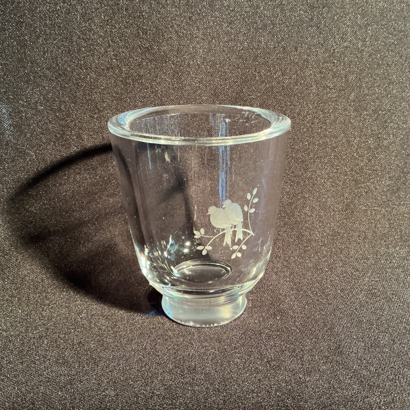 Lalique Crystal Vase with etched Dove Pair in tree (1 of 2)
