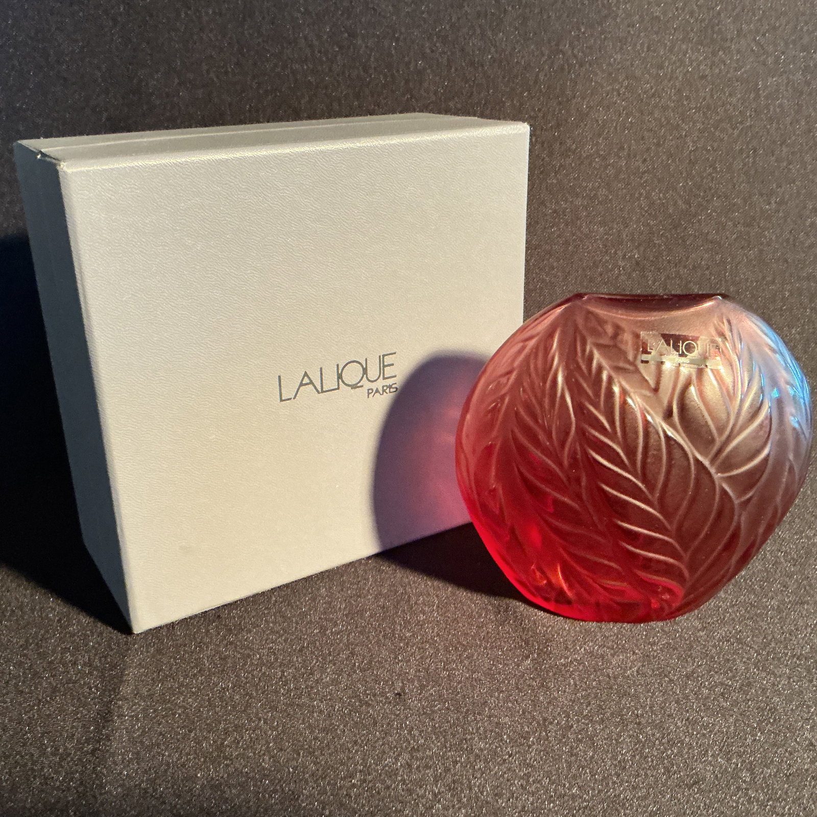 Lalique Amber Crystal "Filicaria" Vase (1 of 1)